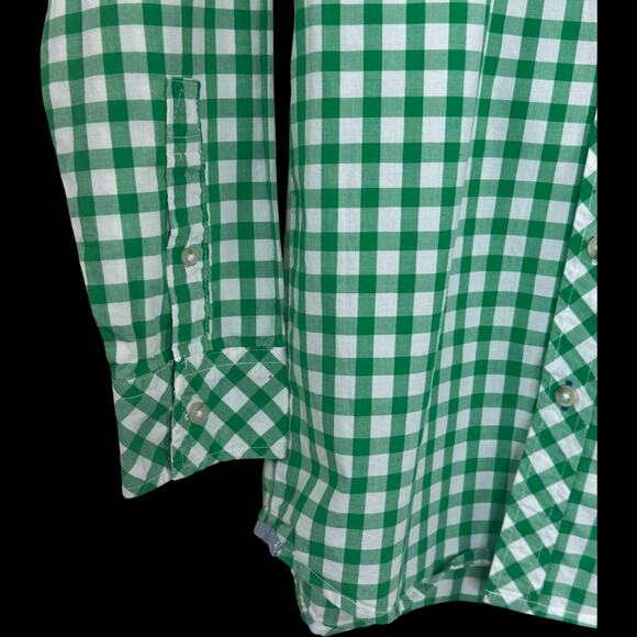 Eddie Bauer Kids XL Green White Gingham Plaid Long Sleeve Button Up Shirt Cotton - Picture 3 of 14